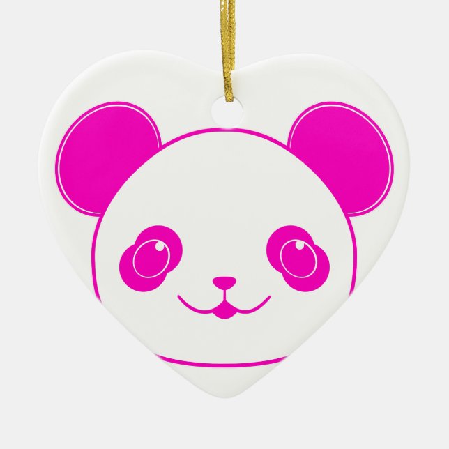 Adorno De Cerámica Oso rosa Kawaii Panda (Frente)