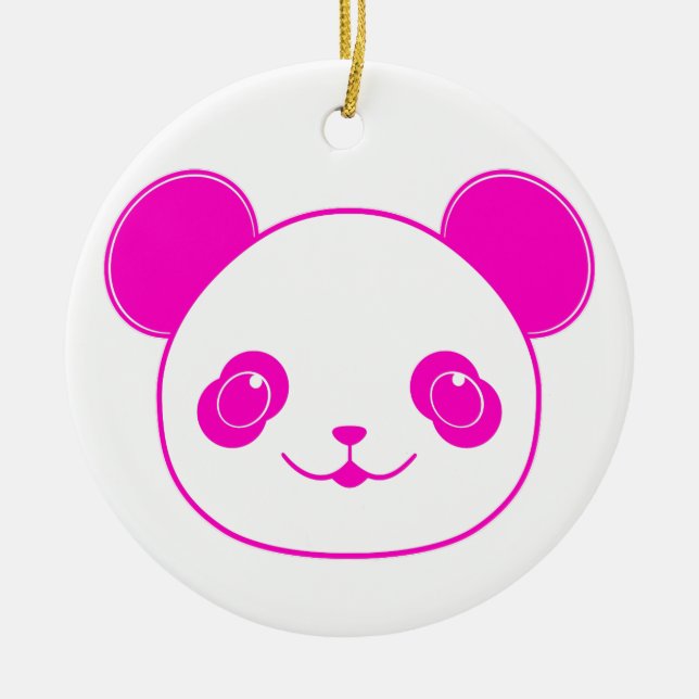 Adorno De Cerámica Oso rosa Kawaii Panda (Frente)