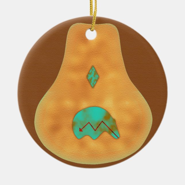 Adorno De Cerámica Oso Turquoise Zuni nativo americano (Frente)
