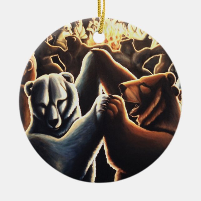 Adorno De Cerámica Osos bailarines Regalos de amor multiculturales (Frente)