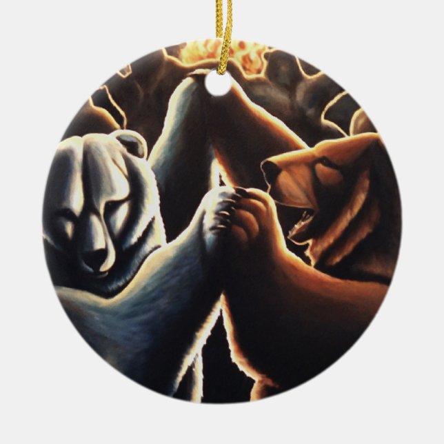 Adorno De Cerámica Osos bailarines Regalos de amor multiculturales (Frente)