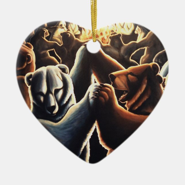 Adorno De Cerámica Osos bailarines Regalos de amor multiculturales (Frente)