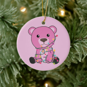 Adorno De Cerámica Osos coloridos Feliz Navidad Animales de Invierno