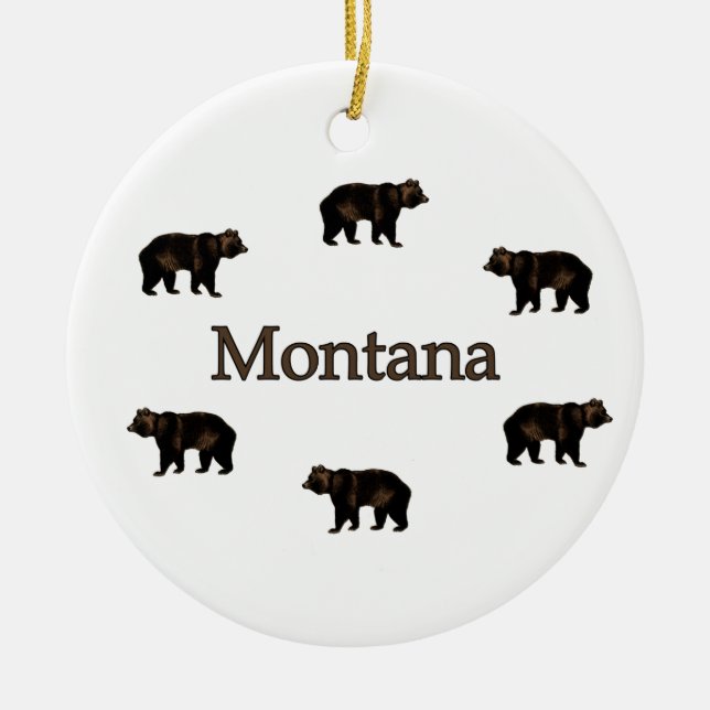 Adorno De Cerámica Osos grizzly de Montana (Frente)