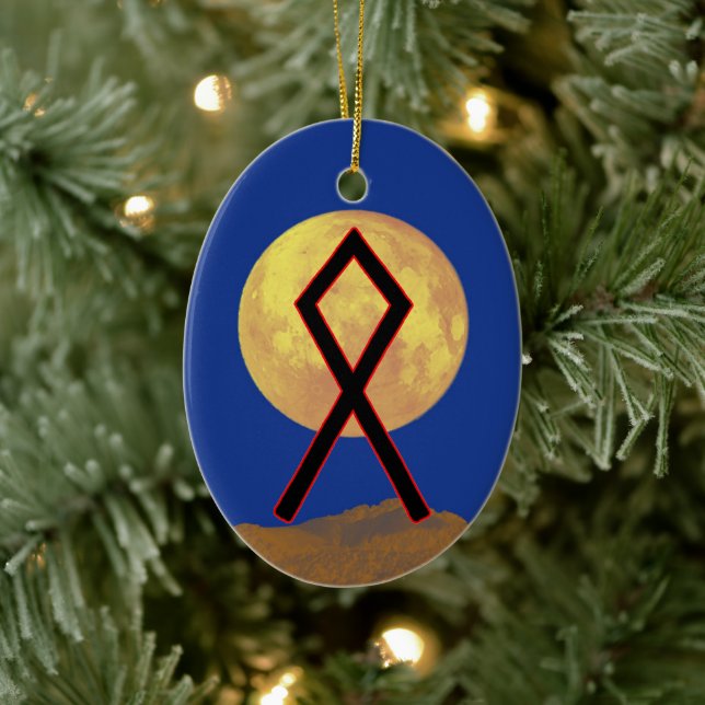 Adorno De Cerámica Othala Viking Rune Yule Ornament - Hogar! (Árbol)