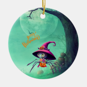 Adorno De Cerámica Otoño/araña/bruja/halloween
