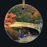 Adorno De Cerámica Otoño en Central Park: Boaters by Bow Bridge #01<br><div class="desc">Otoño en Central Park: Boaters by Bow Bridge #01</div>