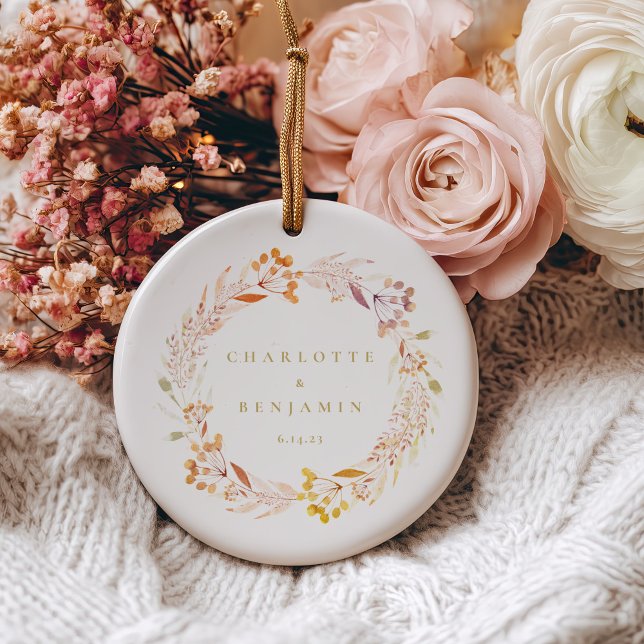 Adorno De Cerámica Otoño Floral acuarela Wreath Boho personalizado (Subido por el creador)