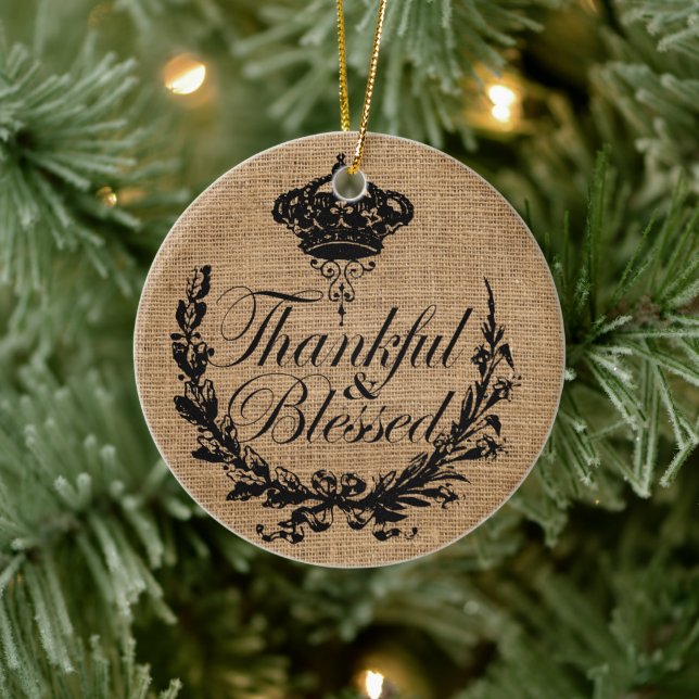 Adorno De Cerámica otoño rústico otoño gracias bendecido (Árbol)