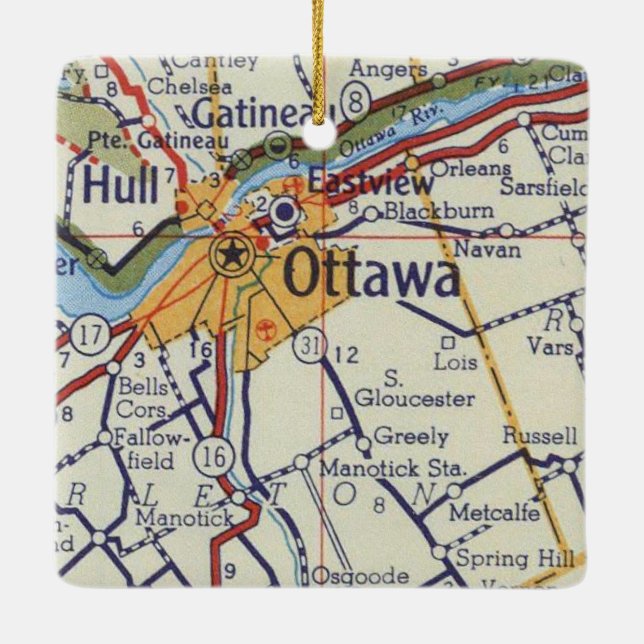 Adorno De Cerámica Ottawa en el mapa de cosechas (Reverso)