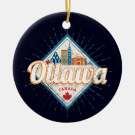 Adorno De Cerámica Ottawa Skyline Ontario Retro Canada Vintage