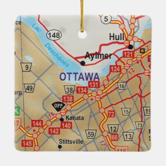 Adorno De Cerámica Ottawa sobre la hoja de ruta (Reverso)