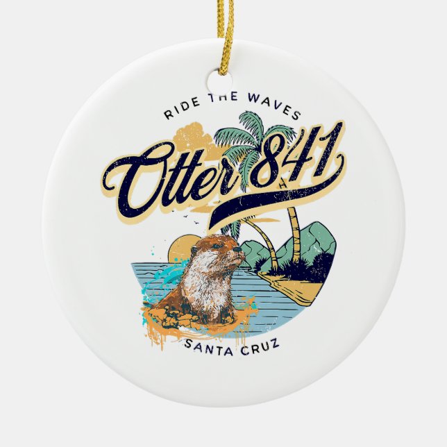 Adorno De Cerámica Otter 841 Surfing Otter 841 California Surf Board (Frente)