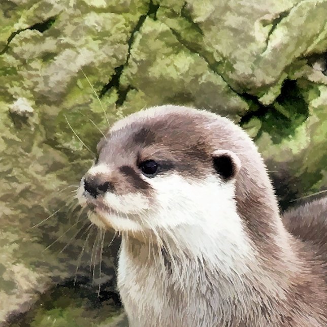 ADORNO DE CERÁMICA OTTERS (A watercolor design of a very cute little otter.)