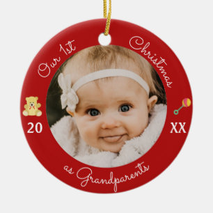 Adorno De Cerámica Our 1st Christmas as Grandparents Photo Ornament