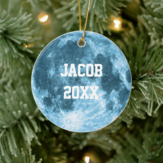 Adorno De Cerámica Outer Space Astronomy Astronaut Custom Name Moon