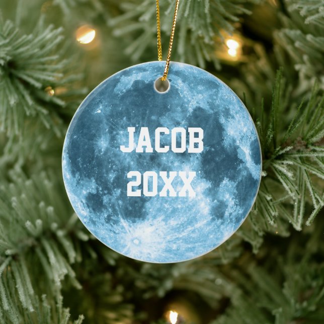 Adorno De Cerámica Outer Space Astronomy Astronaut Custom Name Moon  (Árbol)
