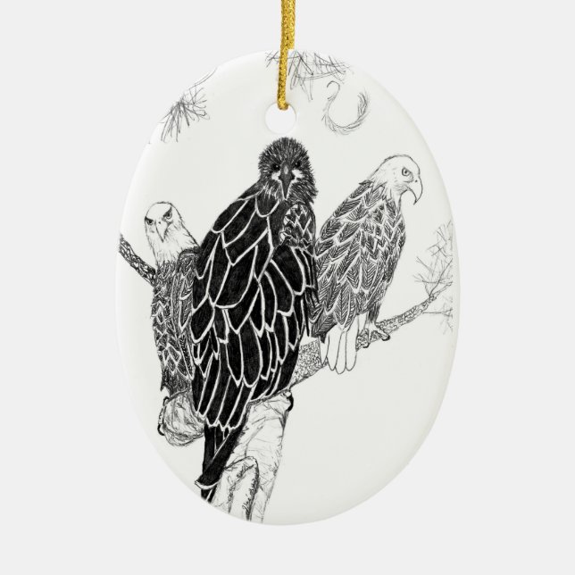 Adorno De Cerámica Oval Eagle Ornament Harriet M15 E15 (Frente)