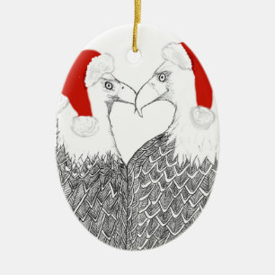 Adorno De Cerámica Oval Eagle Santa Ornament Harriet y M15 HOME