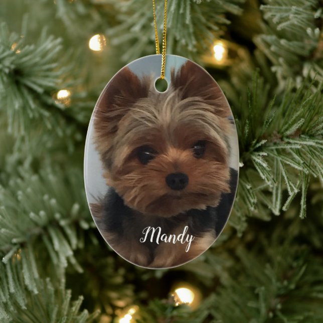 Adorno De Cerámica Oval Yorkie Ornament (Árbol)
