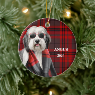 Adorno De Cerámica Oveja adorable y perro personalizado de cuadros ro