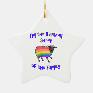 Adorno De Cerámica Oveja arcoiris de la familia