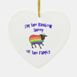 Adorno De Cerámica Oveja arcoiris de la familia