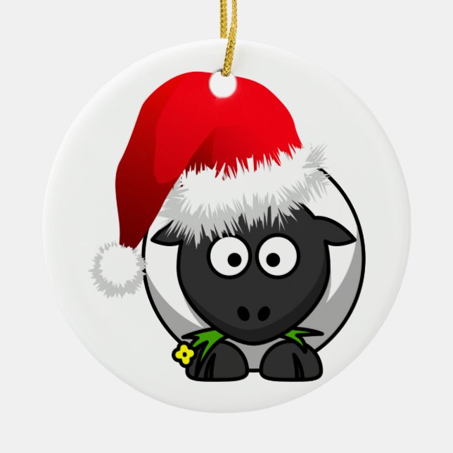 Adorno De Cerámica Oveja de Navidades de agricultura en línea (Frente)