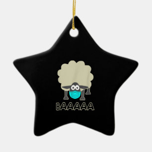 Adorno De Cerámica Oveja divertida con máscara facial Regalo de ove