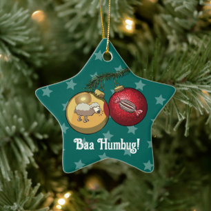 Adorno De Cerámica Oveja Divertida Navidad Caramelo Baa Humbug Dibujo