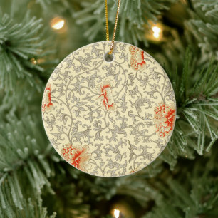 Adorno De Cerámica Owen Jones Patrón Antiguo: Coral Floral Gris