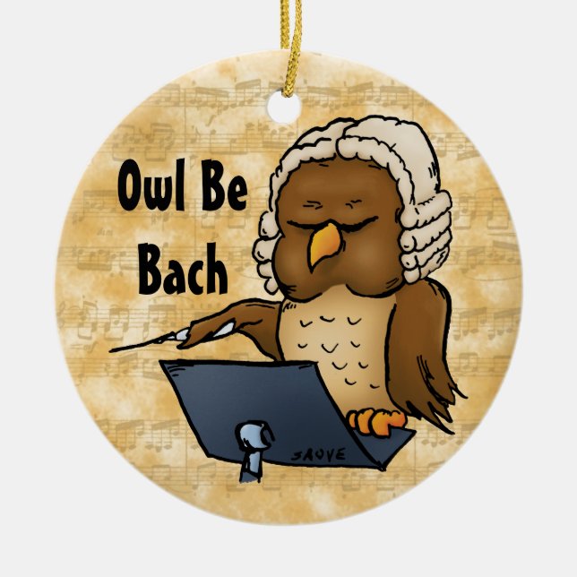 Adorno De Cerámica Owl Be Bach Funny Owl Personalizado (Frente)