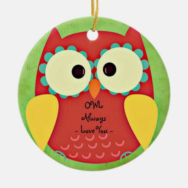 Adorno De Cerámica Owl Siempre Te Ama Lechuza Roja (Frente)