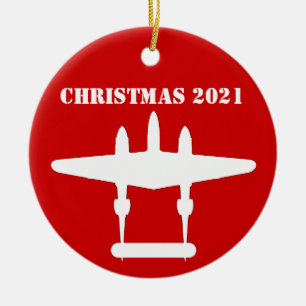 Adorno De Cerámica P-38 Navidades Lightning 202 O de cerámica roja y 
