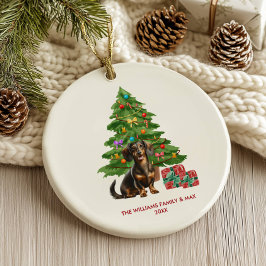 Adorno De Cerámica Pachón Teckel Personalizado Navidad