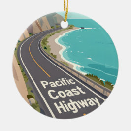 Adorno De Cerámica Pacific Coast Highway Graphic Travel Art