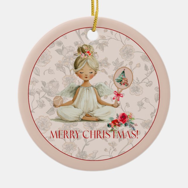 Adorno De Cerámica Padel Christmas Ornament – Dainty Padel Angel (Frente)