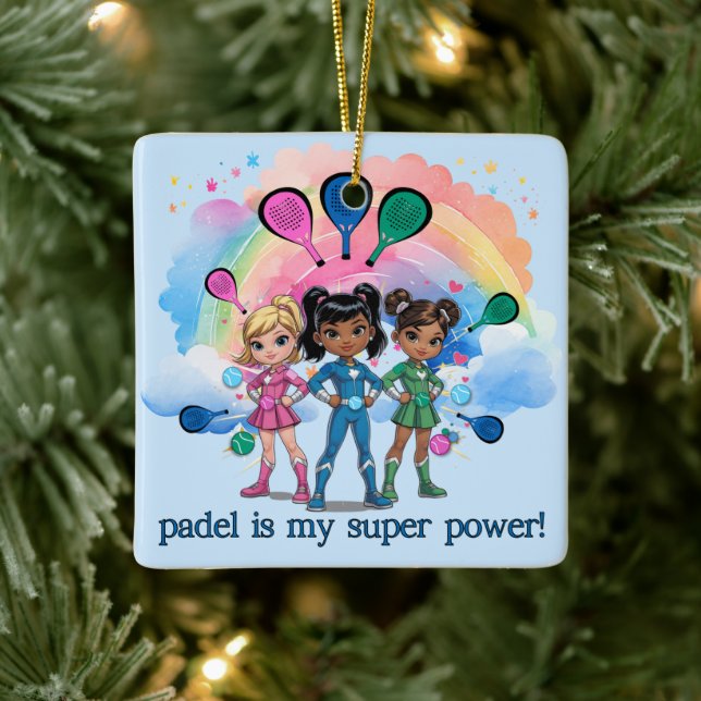 ADORNO DE CERÁMICA PADEL ORNAMENT – PADEL GIRLS SUPERHEROES BLUE (Árbol)
