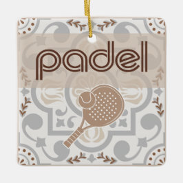 Adorno De Cerámica Padel Ornament-Spanish Tile Vibes in Taupe & Brown