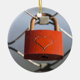 Adorno De Cerámica Padlock del corazón de amor