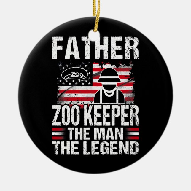 Adorno De Cerámica Padre Zoo Keeper El Hombre La Leyenda Retro USA (Frente)