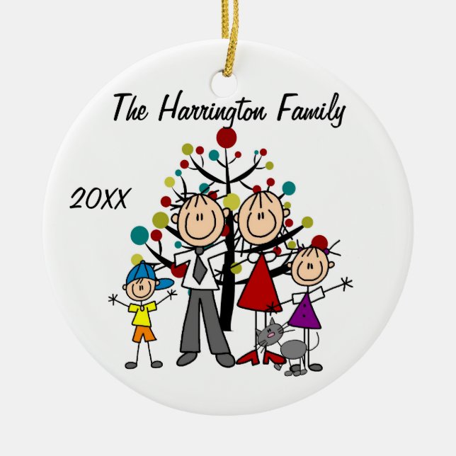 Adorno De Cerámica Padres familiares personalizados, Chica, niño, orn (Frente)