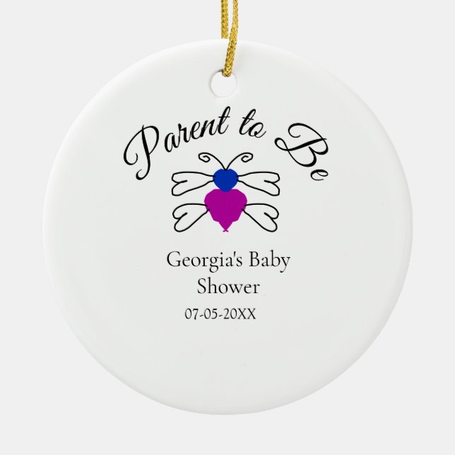 Adorno De Cerámica Padres que son azul, rosa, ducha de bebé, miel abe (Frente)