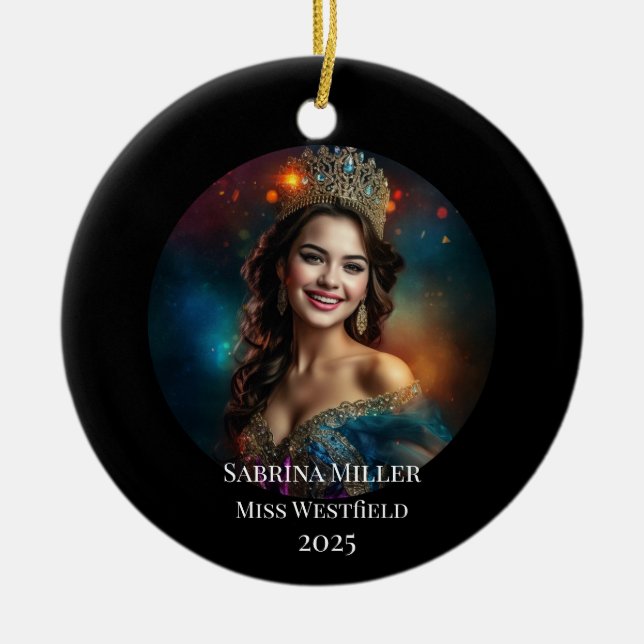 Adorno De Cerámica Pageant Queen Christmas Ornament (Frente)