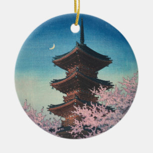Adorno De Cerámica Pagoda japonesa vintage de una tarde de primavera