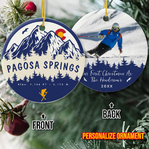 Adorno De Cerámica Pagosa Springs Colorado Flag Mountain Skiing
