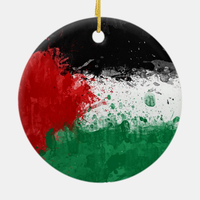 Adorno De Cerámica Paint Art Grunge Palestine Flag (Atrás)