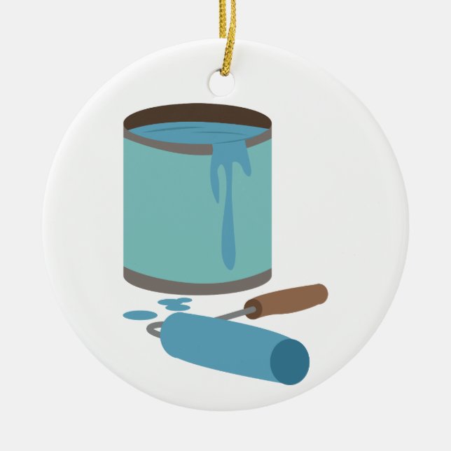 Adorno De Cerámica Paint Can y Roller (Frente)