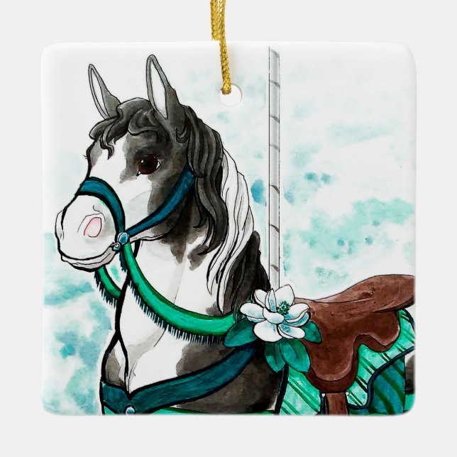 Adorno De Cerámica Paint Carousel Horse Ornament (Anverso)