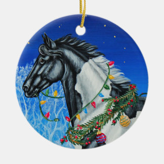 Adorno De Cerámica Paint Horse Christmas Ornament